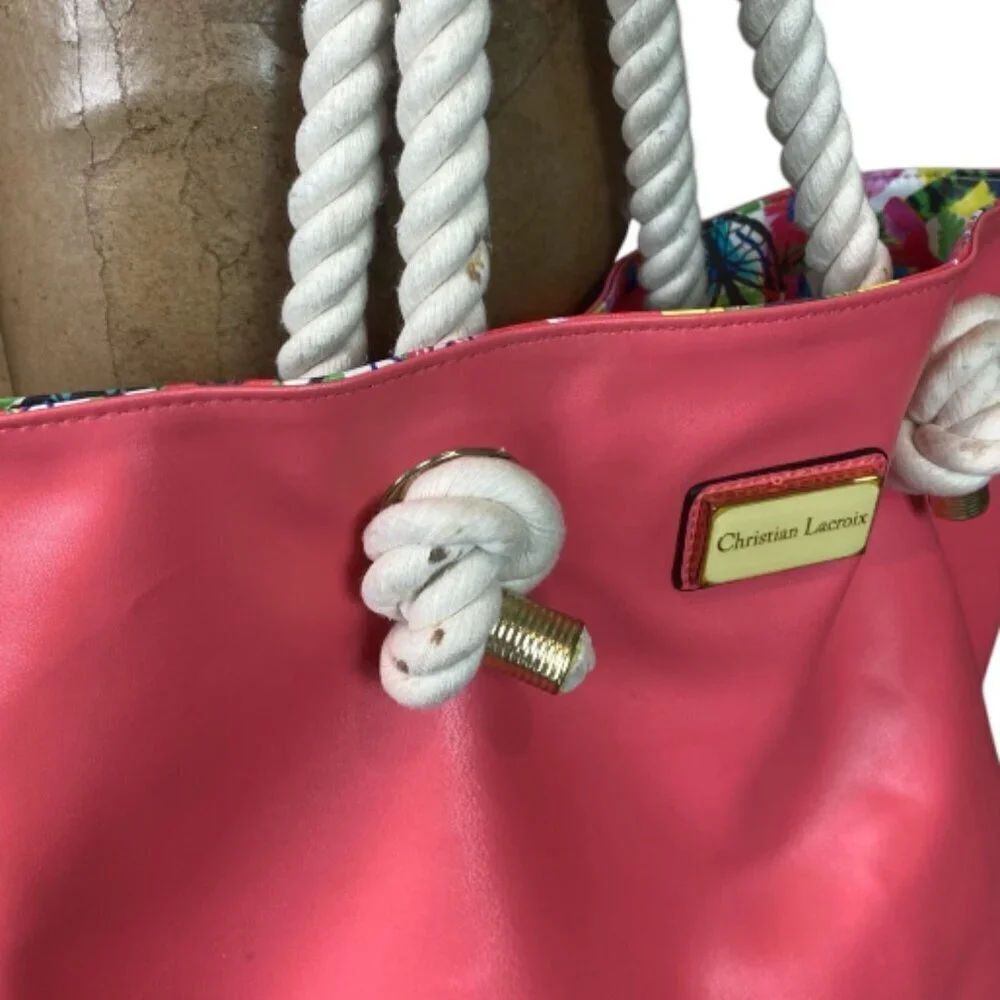 Christian Lacroix Rope Handle Amaryllis  Reversible Tote‎ Bag #52Y